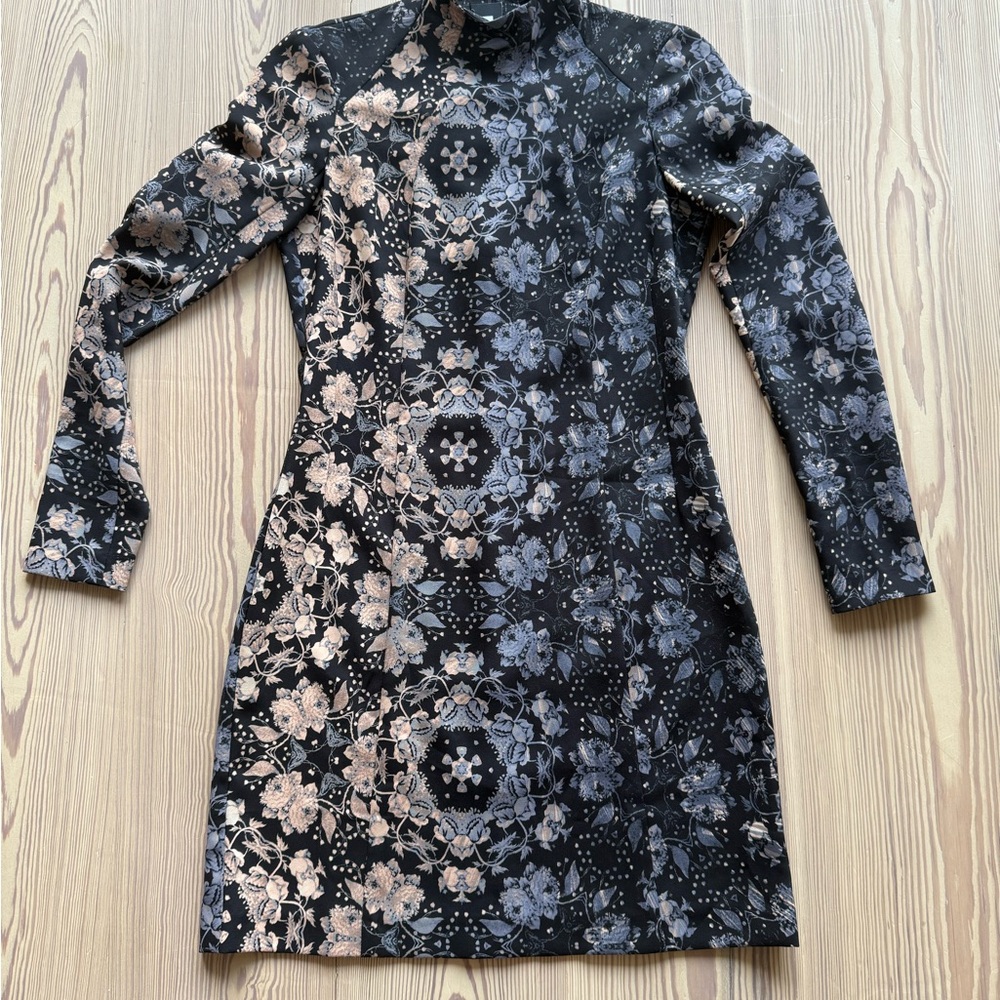 Nanette Lepore Black and Gold Floral Dress